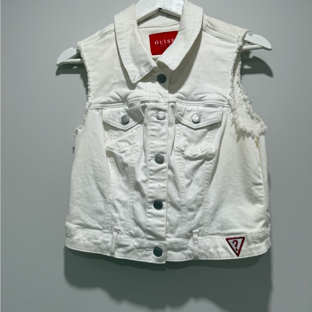 Guess White Denim Vest